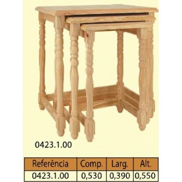 Conj. mesas 3 peças com pés torneados em pinho - Utilidades - Casa do Pinho - Loja Online - Móveis - Pinho de Alta Qualidade