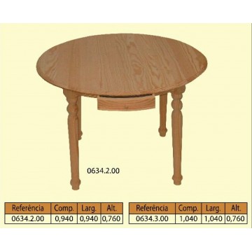 Mesa redonda 1 gaveta 4 patas em pinho - Mesas de jantar - Casa do Pinho - Loja Online - Móveis - Pinho de Alta Qualidade
