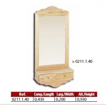 Toucador 2 gavetas com espelho e moldura - Utilidades - Casa do Pinho - Loja Online - Móveis - Pinho de Alta Qualidade