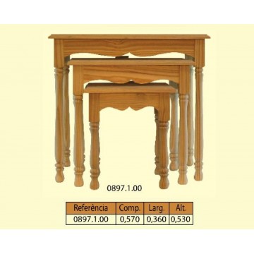Conj. mesas 3 peças com pés torneados em madeira de pinho - Utilidades - Casa do Pinho - Loja Online - Móveis - Pinho de Alta Qualidade