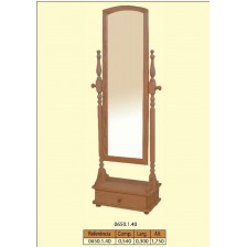 Espelho de pé alto torneado com 1 gaveta em madera de pinho 