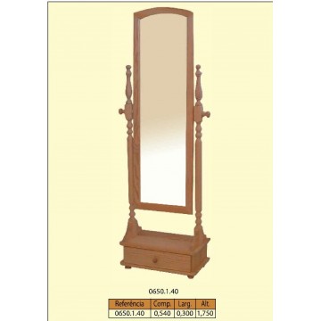 Espelho de pé alto torneado com 1 gaveta em madera de pinho  - Utilidades - Casa do Pinho - Loja Online - Móveis - Pinho de Alta Qualidade